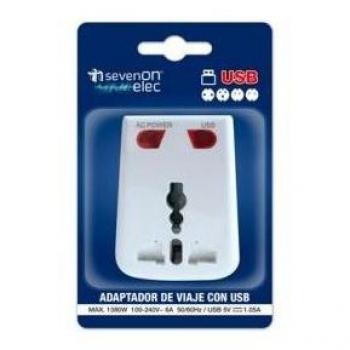 Pack x 2 unidades ADAPTADOR VIAJE CUADRADO CON 1 TOMA USB