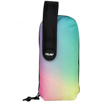 Milan Sunset Negro Kit de 4 Estuches Escolares con Contenido: Goma de Borrar, 2 Sacapuntas, Lápiz de Grafito HB, 3 Bolígrafos de Colores