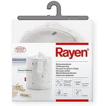 Rayen | Bolsa para Pinzas | Impermeable y Resistente | Gama Premium | Capacidad para 150 Pinzas de la Ropa | Cuenta con una Cuerda y Velcro para asegurar el Cierre | Dimensiones 18 x 15 cm