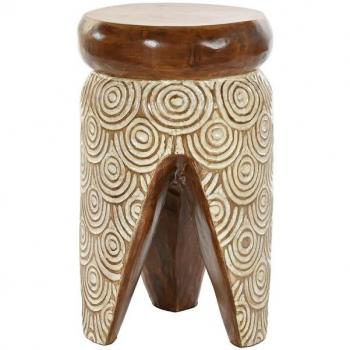 Mesa auxiliar DKD Home Decor Natural Blanco Madera de albasia 29 x 29 x 49 cm (30 x 30 x 50 cm)