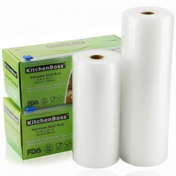 KitchenBoss Bolsas al Vacío 2 Rolls 20x1500cm y 28x1500cm con Caja de Corte