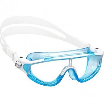 Máscara de natación Cressi King Baloo, gafas de buceo, color azul/blanco, diseño ergonómico, lentes de policarbonato anti-rayones, ajuste fácil y rápido, sellado suave para mayor comodidad