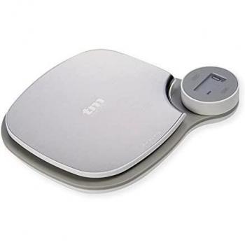 TM Electron TMPBS040 báscula de cocina sin pilas, acero inoxidable, 4 sensores de alta precisión, función tara, pantalla grande, 4 tipos de medidas, Max. 5kg   
