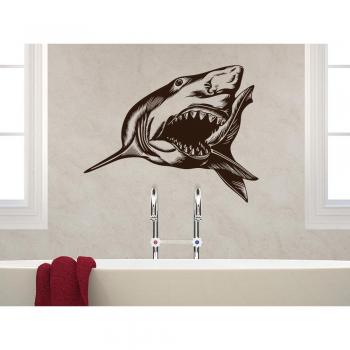 Graz Design-Adhesivo decorativo para baño, diseño de tiburón blanco