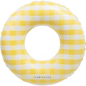 Flamingueo Flotador Gigante Donut Colchoneta Piscina Diseño Vichy Amarillo