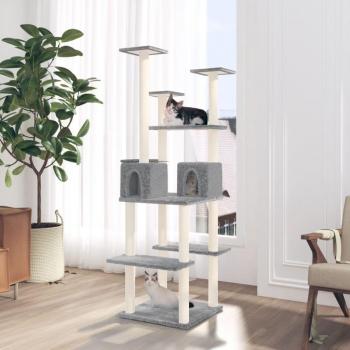Poste para arranhar gatos Dia e Noite com postes de sisal cinza claro 167 cm
