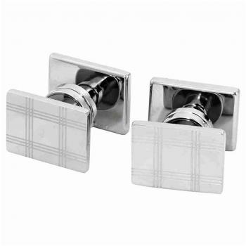 Montblanc Gemelos Cuff Links, Rectangular, Steel, Checked 116633 Marca