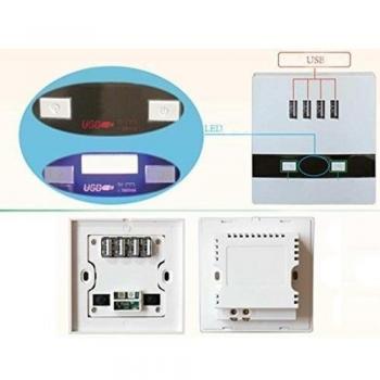DEHANG -(DSX-076)Adaptador Cargador Enchufe USB (4 Puertos 3A 5V 3000mA Universal)Cargador de pared Tomas de corriente Conectador USB(con luz nocturna) Enchufe europeo Wall charger - Blanco