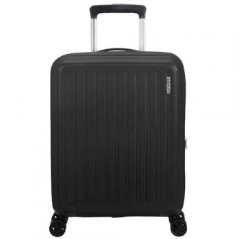 American Tourister Rejoy 55cm 4-Wheel Hard Cabin Trolley Case - True Black, 35L Capacity