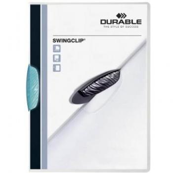 Durable 226014 Carpeta con clip Swingclip de PP, hasta 30 hojas A4, azul medio, paquete de 25