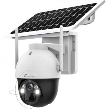 Nivian NV-CAM02S-SOLAR4G Cámara de Vigilancia Motorizada Exterior 360º 4G SIM con Panel Solar 7W y Batería Larga Duración