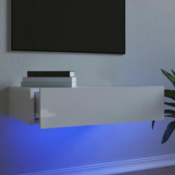 Mueble para TV con luces LED vidaXL 60x35x15,5 cm, Mueble de salón en color blanco con brillo