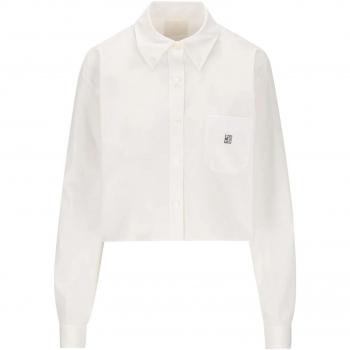 Givenchy Women's Logo Cotton Shirt in White | Size S | BW617Y14M6
