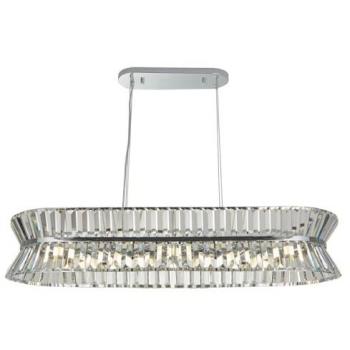 Araña de 10 luces en acero cromado con cristal transparente, modelo Uptown de Searchlight