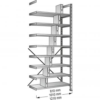 Estantería ensamblable para archivadores, galvanizada, altura 3000 mm, unidireccional, base 800 x 300 mm