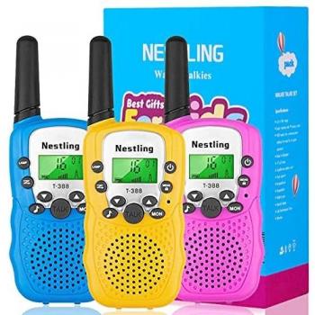 Nestling Walkie Talkie Niños, 3 Pack Walkie Talkies para Niños 8 Canales Función de VOX, Larga Distancia 3KM, Linterna Incorporado Juguete Regalo para Niños