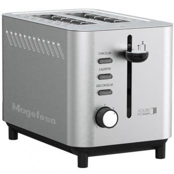 Tostador Inox 2 Ranuras 820W Magefesa con Ranura Ancha, 7 Niveles de Tostado, Bandeja Recogemigas y Expulsión Automática