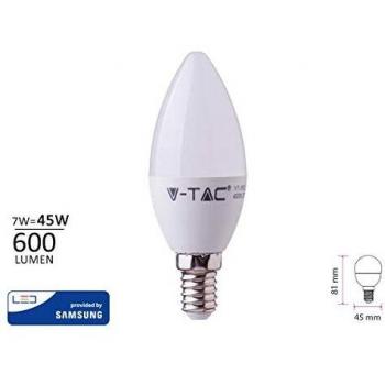 Bombilla LED Vela 7W E14 Chip Samsung Blanco Neutro 4000K 600lm A+