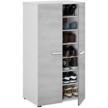 Zapatero Compacto 2 Puertas con 6 Estantes 55x36x104 cm Color Blanco Cemento