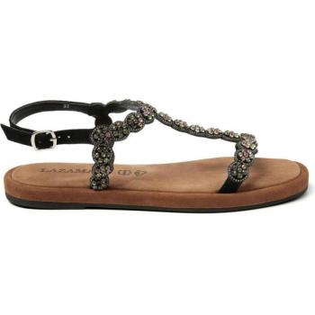 Sandalia Lazamani para mujer en color negro, tipo sandalia de tiras