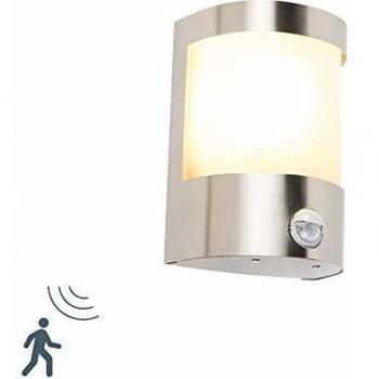 Aplique moderno de acero inoxidable con detector de movimiento IP44 - MIRA