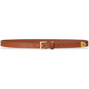 Lauren Ralph Lauren Women's Slim Leather Belt - Cognac - Size S