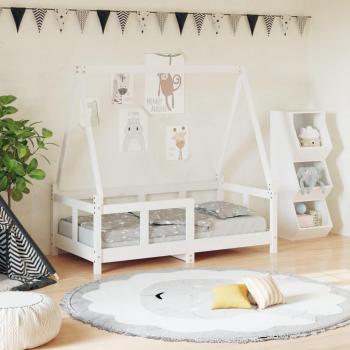 Cama infantil de madera maciza de pino blanco 70x140 cm
