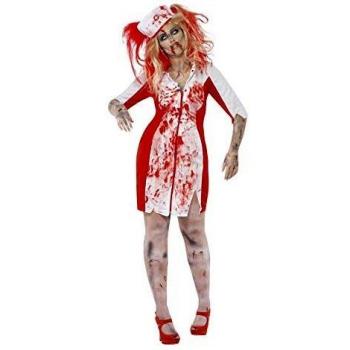 Smiffy'S 44340L Disfraz De Enfermera Zombi Con Vestido Y Adorno Para La Cabeza, Blanco, L - Eu Tamaño 44-46