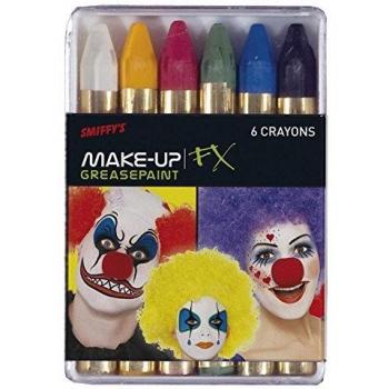 Smiffys Lápices de Maquillaje Teatral de Carnaval, Paquete de 6 Colores, 12 piezas en Bolsa de Polietileno
