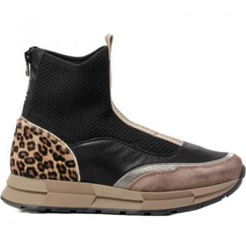 Botines de Mujer Cetti 1331 Combinados Piel y Nylon en Metal Negro