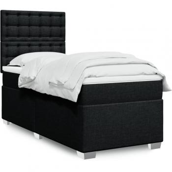 Cama box spring con colchón tela negro 100x200 cm Negra