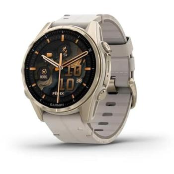 Garmin Fenix 8 Smartwatch - 43 mm AMOLED Sapphire, Nebelgrau/Softgold, con Correa de Cuero y Silicona, Resistencia al Agua 10ATM