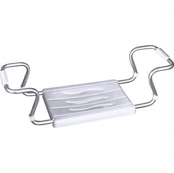 WENKO Asiento puente bañera Secura - estirable, capacidad de carga 120 kg, plástico, 55-65 x 18 x 26 cm, Blanco