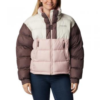 Columbia - Plumífero de mujer Pike Lake™ II Cropped, color blanco, rosa y granate, talla XL