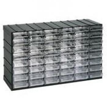 Unidad de almacenamiento modular de plástico Artplast 382x148x230 mm con 48 cajones transparentes - Negro