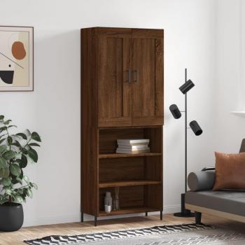 Aparador alto de madera contrachapada marrón roble 69,5x34x180 cm