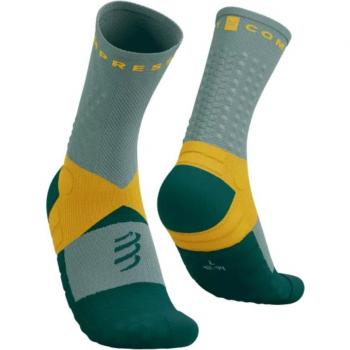 Calcetines de trail Compressport Ultra Trail V2.0 gris naranja, talla 4