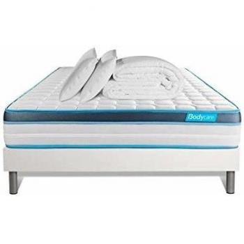 Pack completo cama 160x200cm - Colchón BodyFit de 24 cm firmeza + Somier kit blanco + Edredón 260x240cm + 2 almohadas 60x40cm
