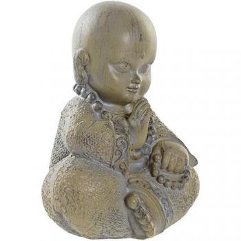 Figura decorativa de resina gris claro Monje para el hogar (11 x 8.5 x 15.5 cm)