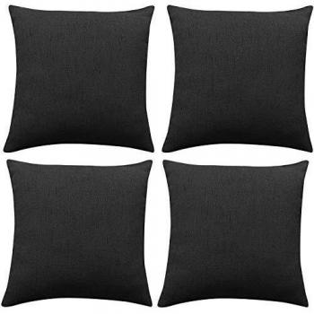 Deconovo Funda cojin de Lino para Salón 4 Piezas 60x60cm Negro