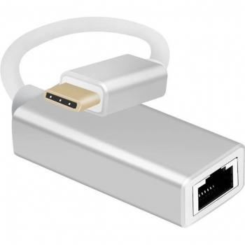 Adaptador Ethernet USB 3.1 Tipo-C a RJ45 Premium, Plata, Alta Flexibilidad, Aluminio, Gigabit Ethernet