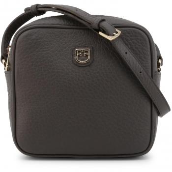 Gray Leather Crossbody Bag with Multiple Pockets for Women