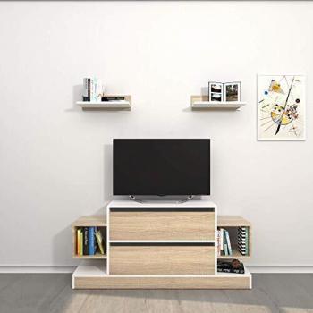 Homemania Mueble para TV Mautirius, Madera, Blanco-Sonoma, 130 x 30 x 60 cm - 40 x 20 x 12 cm