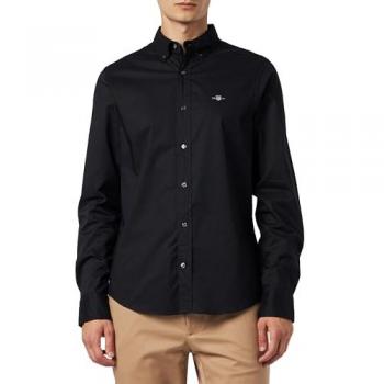 Camisa de Popelina Negra Slim Fit para Hombre GANT - Manga Larga - Talla XL - Sostenible