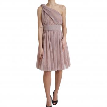 Dolce & Gabbana Lilac One-Shoulder Pleated Designer Dress - IT42|M, Party Dresses, female, Purple, Size: S