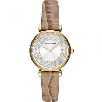 Reloj de pulsera para mujer Emporio Armani AR11518, esfera Ø32 mm, diseño Gianni T-bar con cristales, correa de cuero