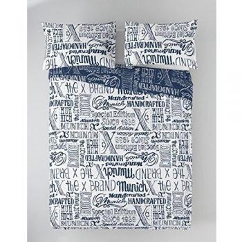 Munich Jet Jeans Funda Nórdica, Algodón, Blanco, Azul, 135 cm