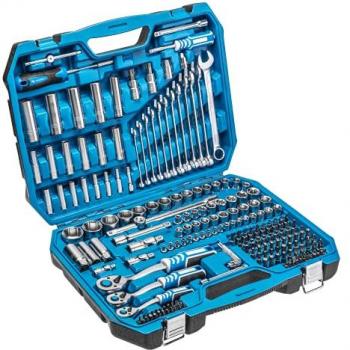 Kit de herramientas Hogert Technik HT1R444 - Juego de herramientas con llave de vaso, puntas y accesorios, fabricado en acero Cr-V de aleación de alta calidad, forjado, con mecanismo de trinquete de 72 trinquetes