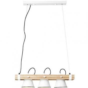 Lámpara colgante Plow Brilliant, 3 luces E27, madera clara y metal, cabezas giratorias