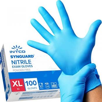 Guantes de nitrilo desechables sin polvo, hipoalergénicos, certificados CE conforme a la norma EN455, 100 piezas en talla XL, aptos para alimentos y uso médico